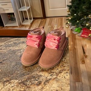 SOLD UGG Australia Pink Neumel Boot with Pink Ribbon Laces Women’s Size 6